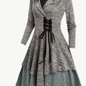 Elegant Gray Layered Women's Dress